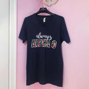 AOII Dark Blue Shirt with Floral Writing